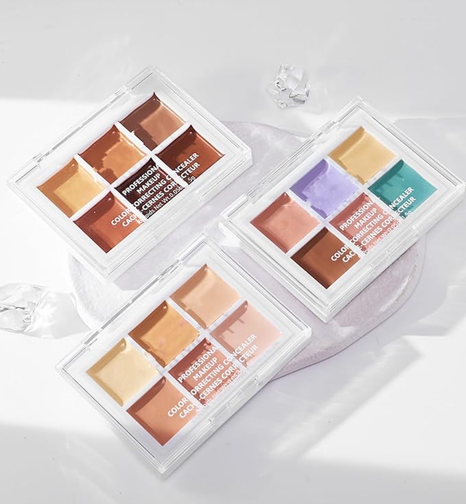 Color Correcting Concealer Palette 6 Colors Lightweight Smooth Correcting Contour Cream Makeup Palette (Color 02)-Velvo Beauty