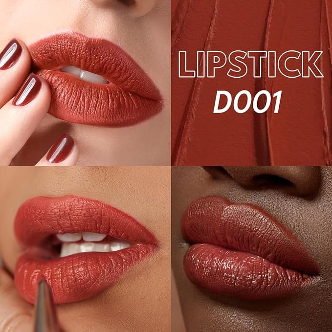 2PCS Marbled Matte Lip Stick Makeup - Velvety Finish | Naked-lip Feel, Full Coverage, D001+D003-Velvo Beauty