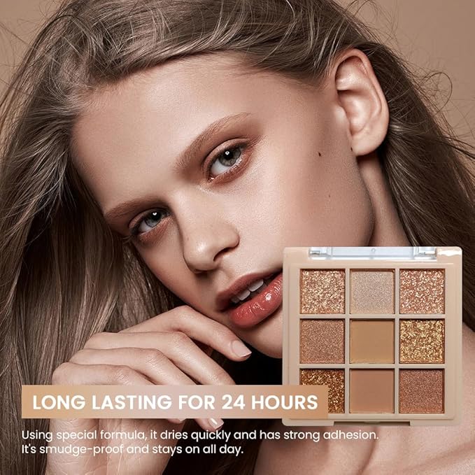 Eyeshadow Palette Makeup- 9 Colors Naked Eyeshadow Palette Matte Shimmer Korean Natural Eye Shadow palettes Highly Pigmented Naturing-Looking Long Lasting (#04)-Velvo Beauty