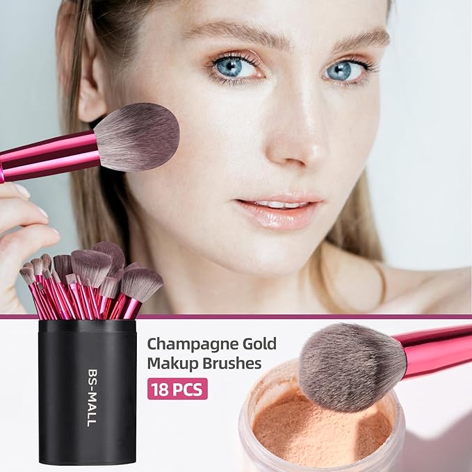 BS-MALL Makeup Brush Set 18 Pcs Premium Synthetic Foundation Powder Concealers Eye shadows Blush Makeup Brushes with black case-Velvo Beauty