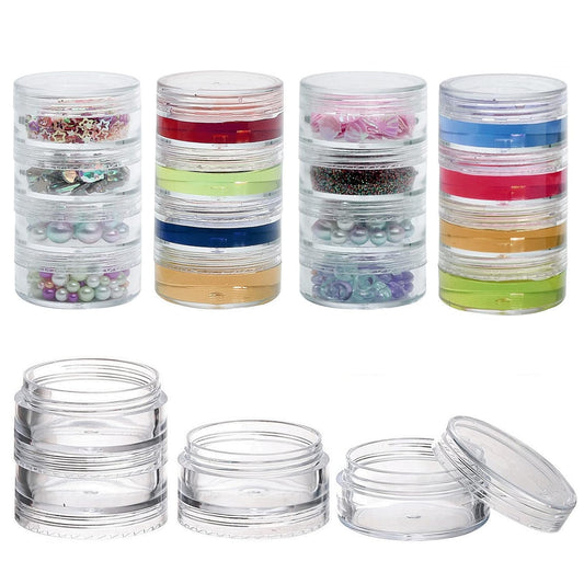 5 Set (20 Pieces) Stackable Cosmetic Containers with Screw Lids and Labels,10 Grams Clear Plastic Empty Jars Small Makeup Sample Containers for Beauty Products-Velvo Beauty