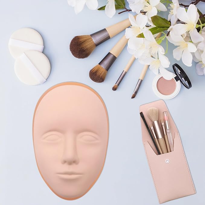 Silicone Makeup Practice Face, 8 Makeup Mannequin Face, 1 Makeup Practice Face Board for Beginner to Training or Practice Make up, Face Paint, Permanent Makeup, Tattoo, Art Creation (Set2)-Velvo Beauty