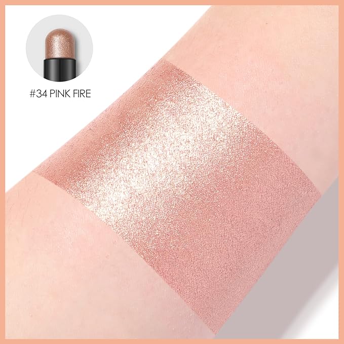 FOCALLURE Shimmer and Matte Cream Eyeshadow Stick,Smooth Brilliant Eye Brightener Pencil for Women,Long Lasting Waterproof Eye Shadow and Liners Makeup,PINK FIRE-Velvo Beauty