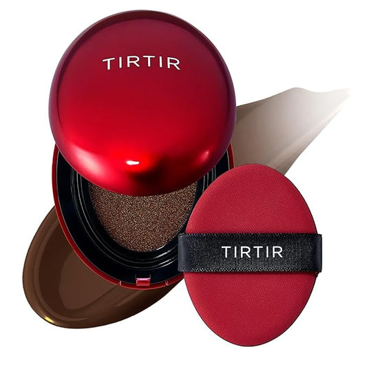 TIRTIR Mask Fit Red Cushion Foundation | Full coverage, Weightless, Skin fit, Satin Glow Finish, Korean Makeup BB Foundation, beauty, Tattoo cover up, Buildable (#51N Fudge, 0.63 Fl Oz)-Velvo Beauty