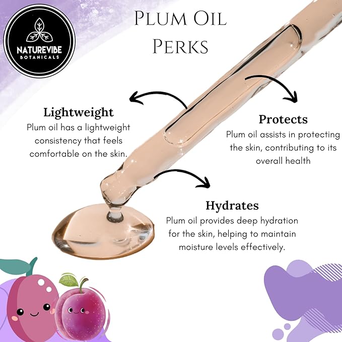 Naturevibe Botanicals Plum Oil 32 Ounces | 100% Pure and Natural | Great for Skin Care and Hair Care-Velvo Beauty