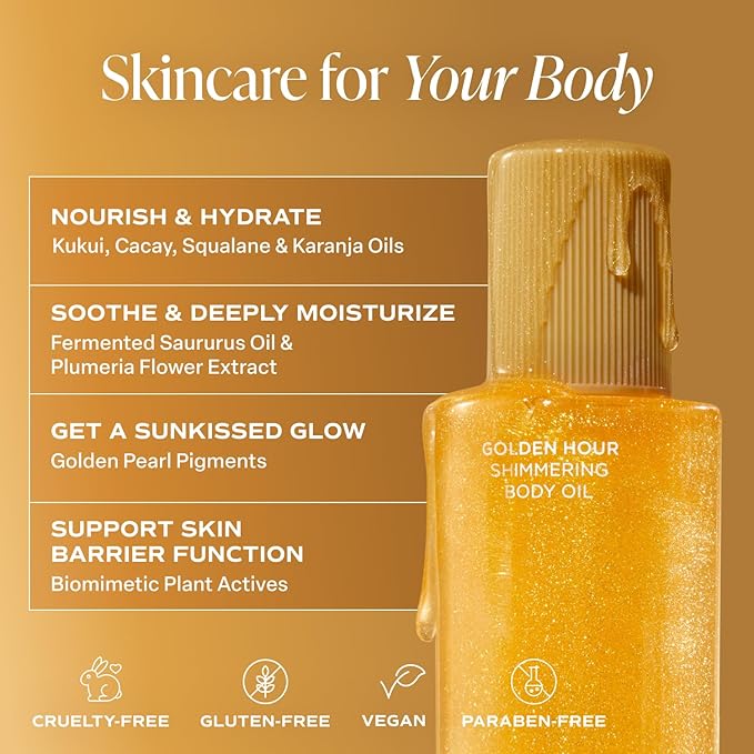 Saltair Shimmering Body Oil - Golden Hour Scented Dry Oil Moisturizer with Light-Reflecting Pearl Pigments. Moisturizing Glow for All Skin Types - 4 Fl Oz-Velvo Beauty