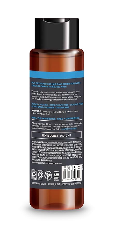 Soapbox Men's Scalp Care 2 in 1 Shampoo and Conditioner For Men, Natural Mens Shampoo and Conditioner, Tea Tree & Eucalyptus, 16oz-Velvo Beauty