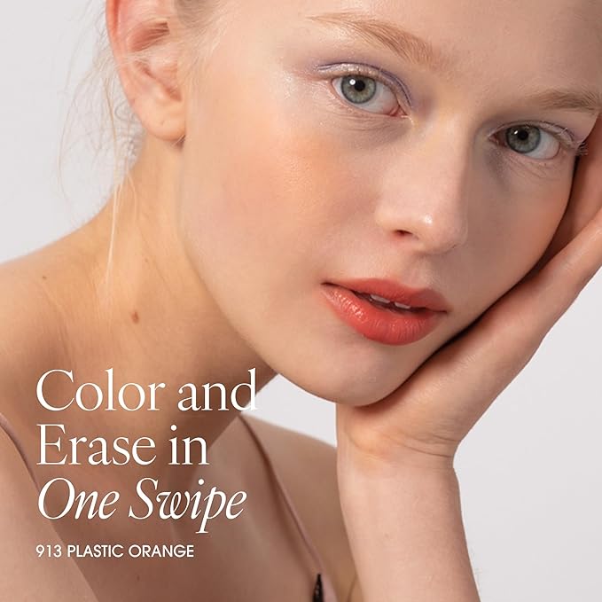 PLAT LIPS 913 PLASTIC ORANGE, Lip & Cheek, Lightweight, Naturally Dewy+ Glowy Finish, Blendable & Buildable Formula (1.2g, 0.003 oz.)-Velvo Beauty