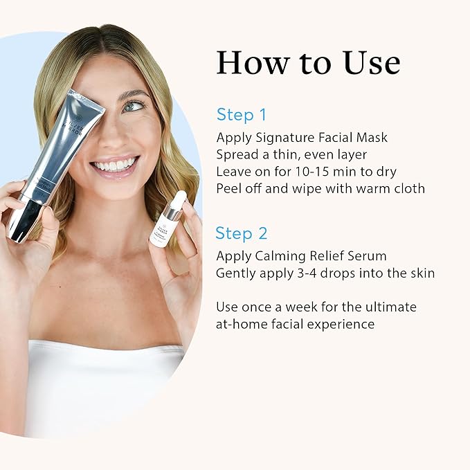 Signature Facial Mask (1.7 fl oz) & Serum (0.33 fl oz), Skin Care Set, 2-Step Face Tightening and Lifting Skincare, Anti Wrinkle, with Hyaluronic Acid, for Instant Face Lift-Velvo Beauty
