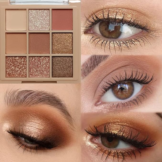 Eyeshadow Palette Makeup- 9 Colors Naked Pink Eyeshadow Palette Matte Shimmer Korean Natural Eye Shadow palettes Highly Pigmented Naturing-Looking Long Lasting (10#)-Velvo Beauty