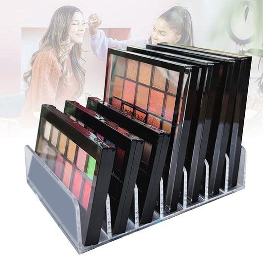 Acrylic Clear Eyeshadow Palette Organizer 7 Sectons Makeup Palette Organizer for Bathroom Countertops,Vanities-Velvo Beauty