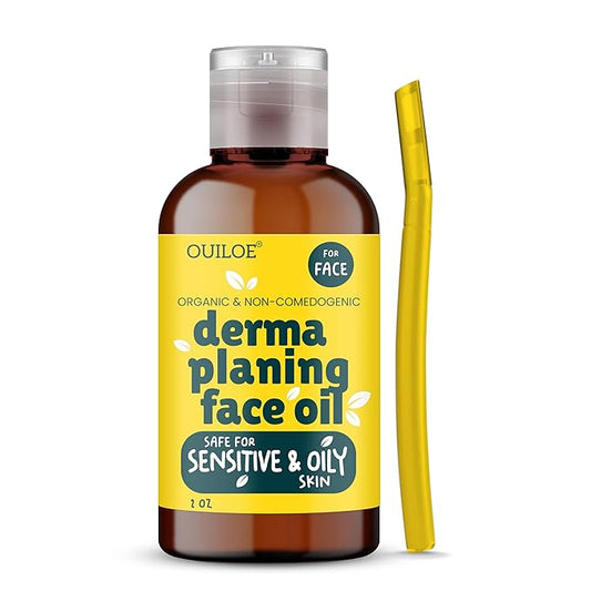 Dermaplaning Kit for Women - Face Shaving Kit with Oil and Tool for Beginners - Safe for Sensitive and Oily Skin - Organic, Lightweight & Non Comedogenic, 2oz-Velvo Beauty