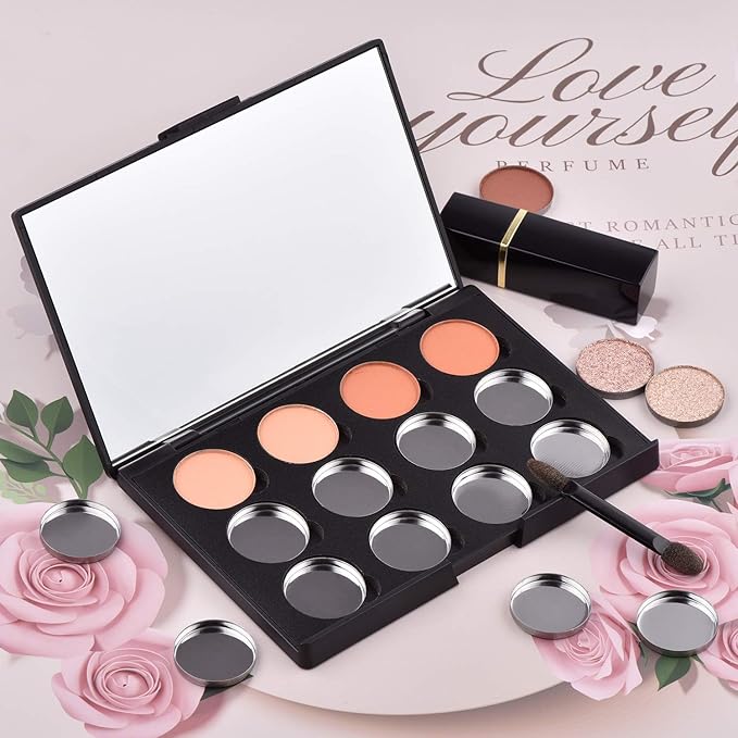 Empty Magnetic Eyeshadow Makeup Palette with Mirror and 12Pcs 26mm Round Metal Pans-Velvo Beauty