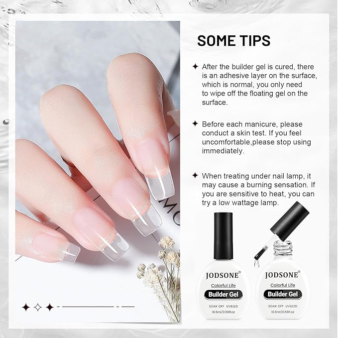 JODSONE 2Pcs 16.5ml Builder Gel Builder Nail Polish for Thickening Strengthener Building Extension and Keep The Nail Art Effect for A Longer Time and Nail Art Design Gift for Women-Velvo Beauty