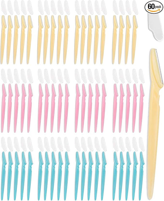 MoHern Dermaplane Razor, 60 Pcs Face Razors for Women and Men, Multipurpose Eyebrow Razor, Dermaplaning Tool for Face Multi-Color-Velvo Beauty