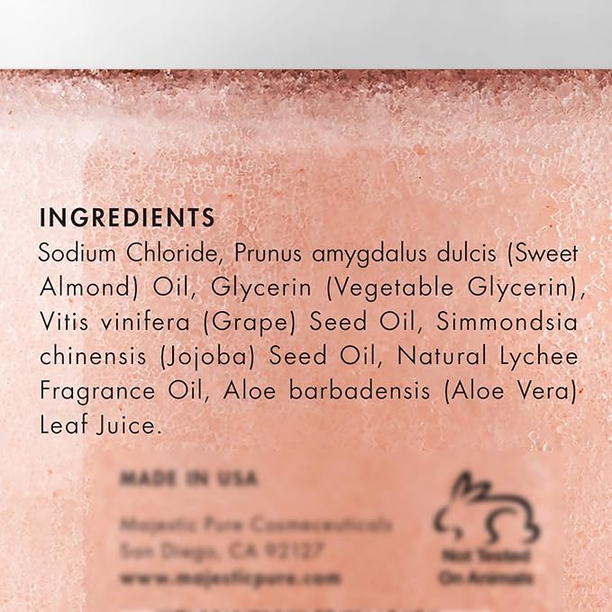 Majestic Pure Himalayan Salt Body Scrub with Lychee Oil, Exfoliating Salt Scrub to Exfoliate & Moisturize Skin, Deep Cleansing - 10 oz (Pack of 2)-Velvo Beauty