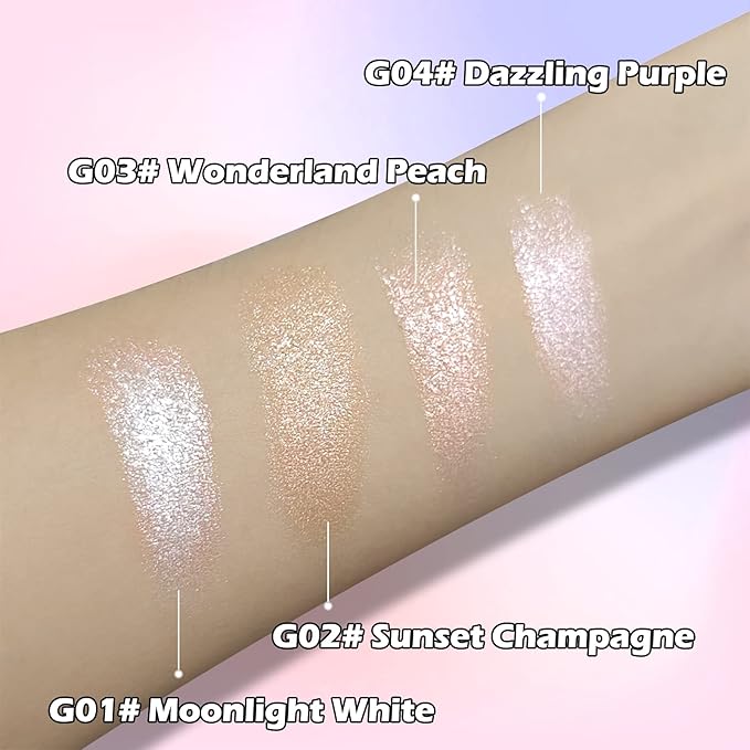 Erinde Pearl Shimmer Glitter Highlighter Highlight Makeup Contour Powder, Silver Highlighter Face Illuminator Highlighter, Highlighter Makeup iluminadores Illuminator for Face Body Cheek-Velvo Beauty