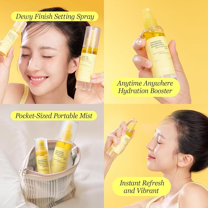 Vitamin C Mist with Niacinamide & Glutathione, Glow Mist for Dewy Skin, Makeup Setting Spray for face, Korean Skin Care, Vegan, 3.38 Fl Oz-Velvo Beauty