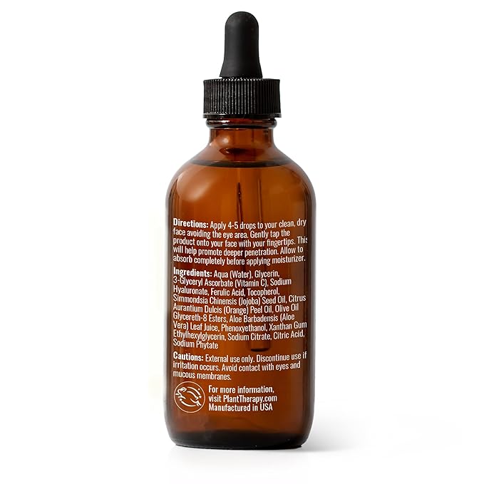Plant Therapy Facial Serum with Vitamin C & Hyaluronic Acid 4 oz with Hyaluronic Acid, Ferulic Acid, and Vitamin E, Reduces the Appearance of Fine Lines & Wrinkles-Velvo Beauty