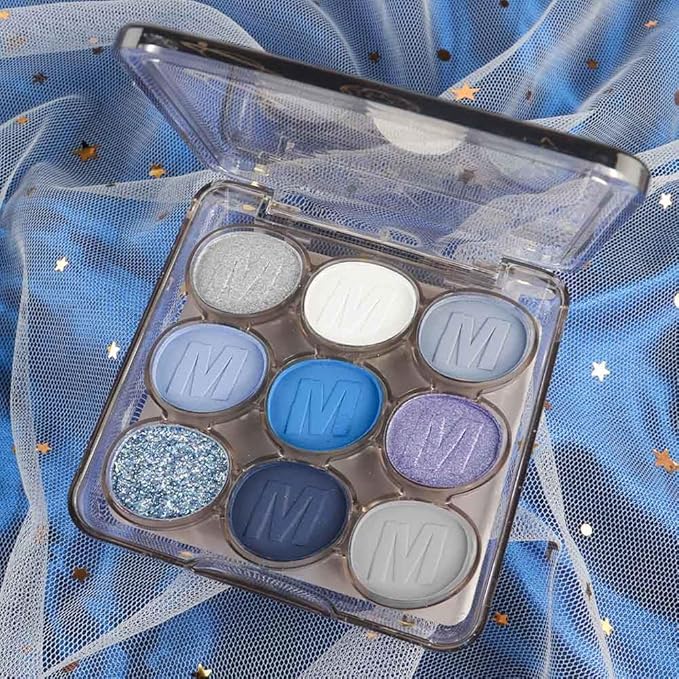 9 Colors Blue Silver Matte Shimmer Eyeshadow Palette for Eye Makeup,High Pigmented White Gray Eye Shadow Primers Powder Palet de sombras de ojos-Velvo Beauty