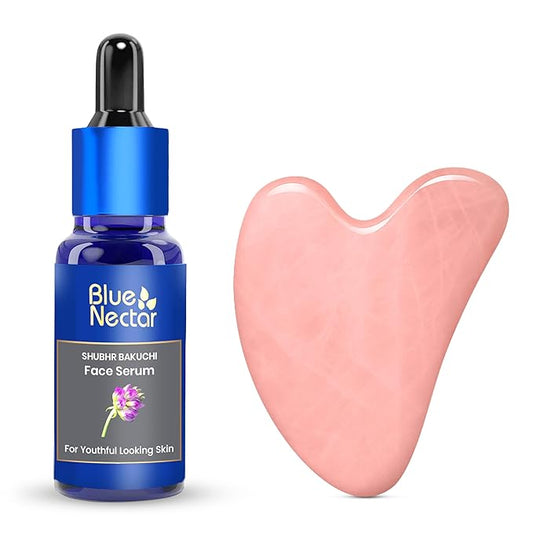 Blue Nectar Bakuchiol Face Serum for Glowing Skin with Gua Sha | Plant-Based Retinol for Face Skincare, Fine Lines, & Dark Circles | Anti-Aging Serum for Women & Men (10 Herbs, 1 Fl Oz)-Velvo Beauty