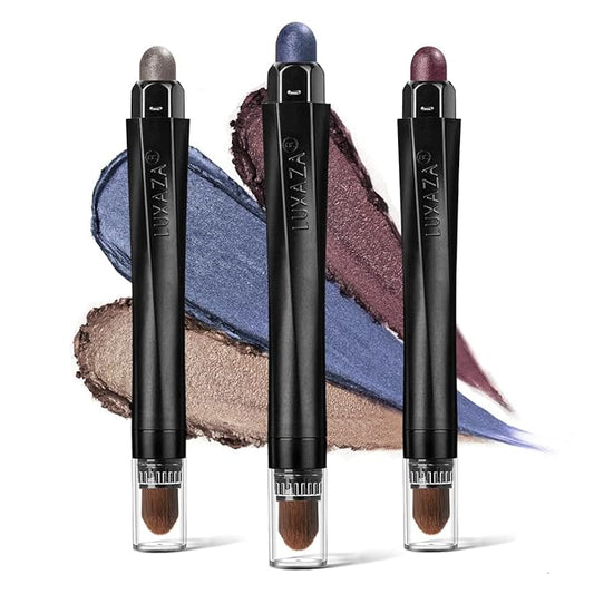 3PCS Cream Eyeshadow Sticks, Neutral Metallic Makeup Pencil For Eyes, Eye Brightener Highlighter, Waterproof & Long Lasting Eye Shadow Stick And Eyeliner Set-Velvo Beauty