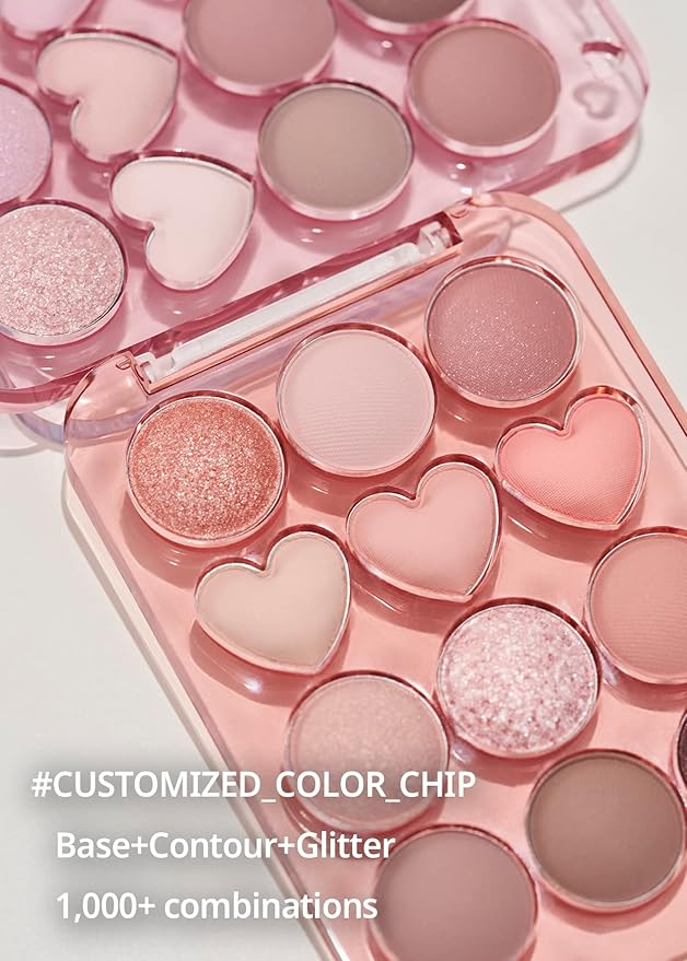 COLORGRAM Pin Point Eyeshadow Palette 02 Pink+Mauve= | Ultra-Blendable Matte, Glitter, Shimmer Shades for Daily Makeup | K-Beauty Eye Palette with Easy-to-Use Calculator Design-Velvo Beauty