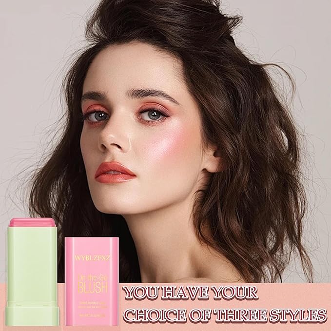 Cream Blush Stick,Multi-Use Makeup Blush Stick,Blendable Long Lasting Waterproof Blush Stick,Soft Tinted Moisturizer Cream Face Blush Makeup Stick for Cheeks & Lips Tint (#01 Shy Pink)-Velvo Beauty