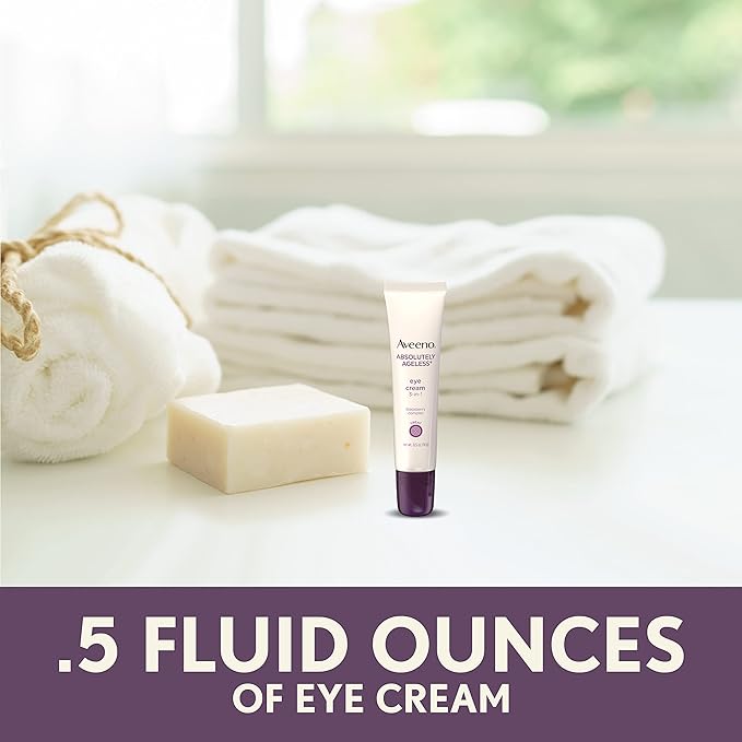 Aveeno Absolutely Ageless 3-in-1 Anti-Wrinkle Eye Cream for Fine Lines & Wrinkles, Crows Feet, & Under-Eye Puffiness, Antioxidant Blackberry Complex, Hypoallergenic, Non-Greasy, 0.5 oz-Velvo Beauty