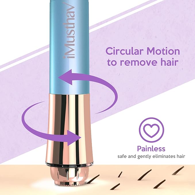 Portable Flawless Facial Hair Remover for Women – Painless, Fast & Precise Flawless Electric Razor & Epilator for Face, Lips, Chin Hair Removal – 18K Gold-Plated, 360° LED Light-Velvo Beauty