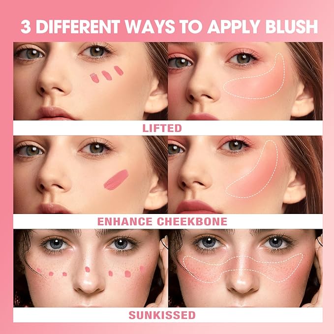 Jolilab Liquid Blush - High Pigment, Long - Lasting, Buildable Color for a Natural Glow(#1+2+3)