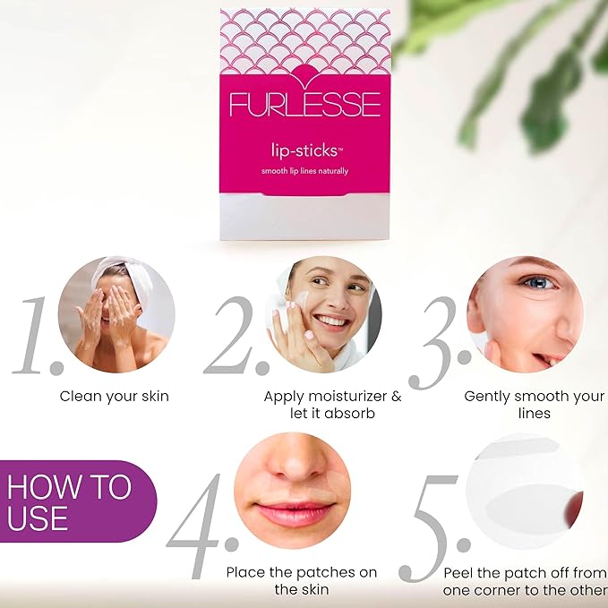 Furlesse Lip-Sticks Wrinkle Patches, Overnight Anti-Wrinkle Patches for Smile Lines, Fine Lines, and Expression Lines, Non-invasive Lip Patches, Anti-aging Skincare, 120 Patches, 30-Day Use-Velvo Beauty
