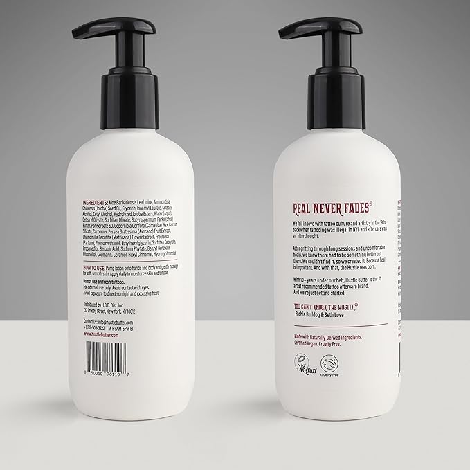 Hustle Butter Tattoo Aftercare - Daily Moisturizing Lotion - Naturally Derived Vegan Cruelty Free - Everyday All Over Use for Tattoos - 9 fl oz-Velvo Beauty