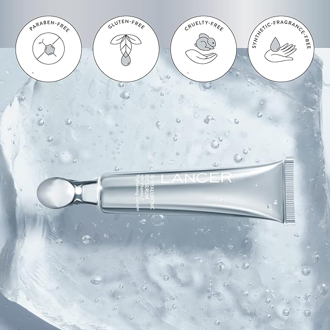 Lancer Skincare 3D Hyaluronic Eye Serum with Vitamin C Brightening Complex, Anti-Aging Eye Cream, 0.5 Fluid Ounces-Velvo Beauty