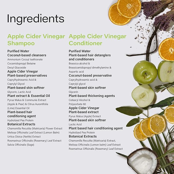 Phillip Adam Apple Cider Vinegar Shampoo and Conditioner Set for All Types of Hair - Sulfate Free - pH Balancing - 12 Ounce Each-Velvo Beauty