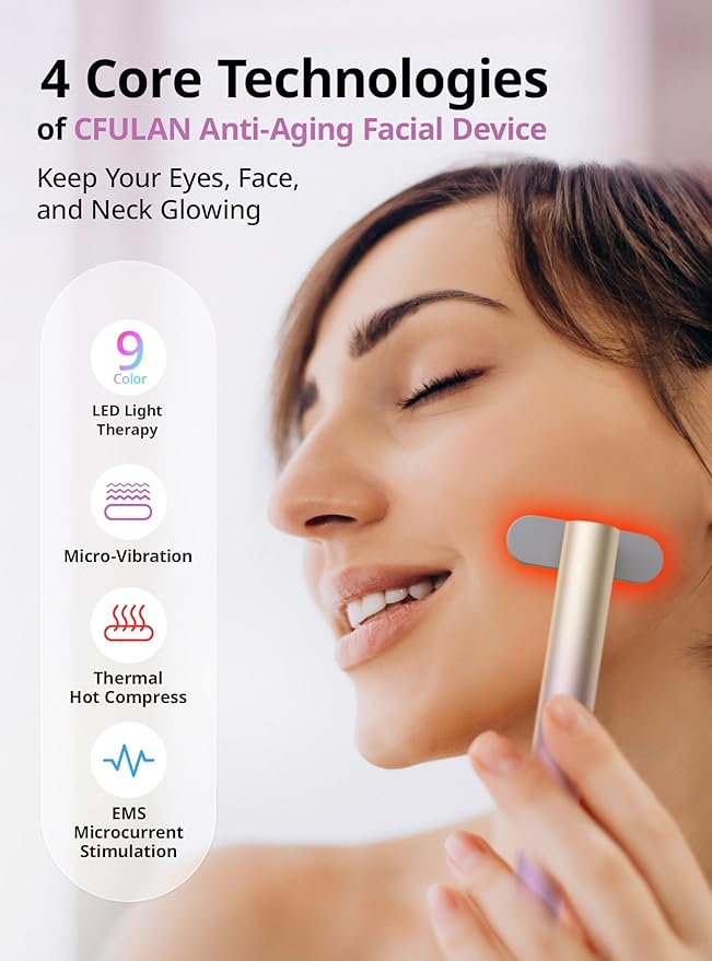 Red-Light-Therapy-for-Face,9 in 1 LED Light Therapy Eye Equipment for Skin Care, Red Light Therapy Face Massager Eye Beauty Skincare Rejuvenation Tool Microcurrent Facial Device Gift for Women at Home-Velvo Beauty