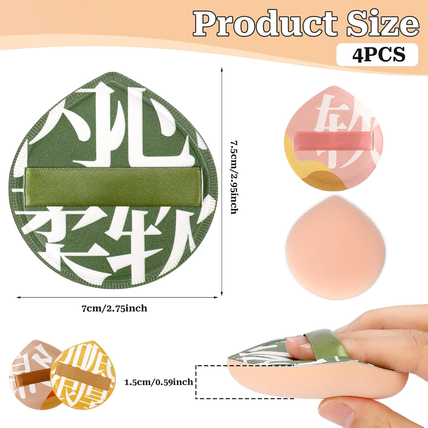 4 PCS Foundation Sponge, Korean Makeup Sponge Puff Teardrop Setting Powder Puff Face Makeup Cushion Puff Soft Beauty Blender Sponge for Concealer Liquid Cream and Powder, Beginner Friendly, Medium-Velvo Beauty