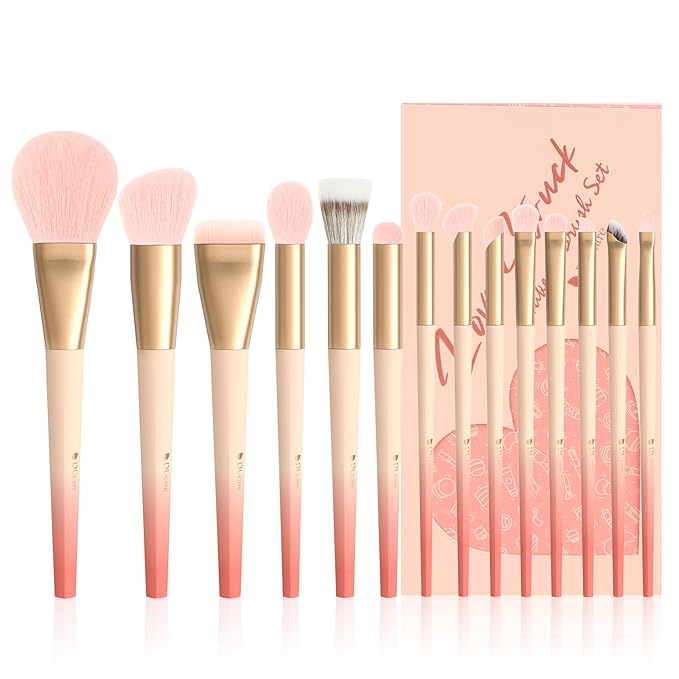 DUcare Makeup Brushes Set 14Pcs Love Struck Makeup Brush Set Premium Synthetic Kabuki Foundation Blending Face Powder Blush Concealers Eye Shadows Brushes-Velvo Beauty