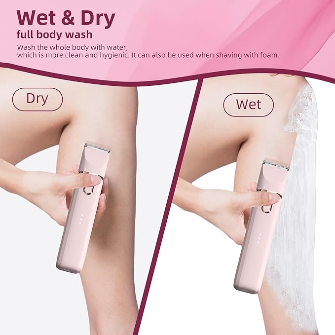 Trimmer for Women: 3 in 1 Gentle Painless Electric Razor for Women,120min Cordless Runtime,USB Charge Dock,IPX7 Waterproof Wet & Dry Use Portable Facial Razor with Ceramic Blade Travel Grooming Kit-Velvo Beauty