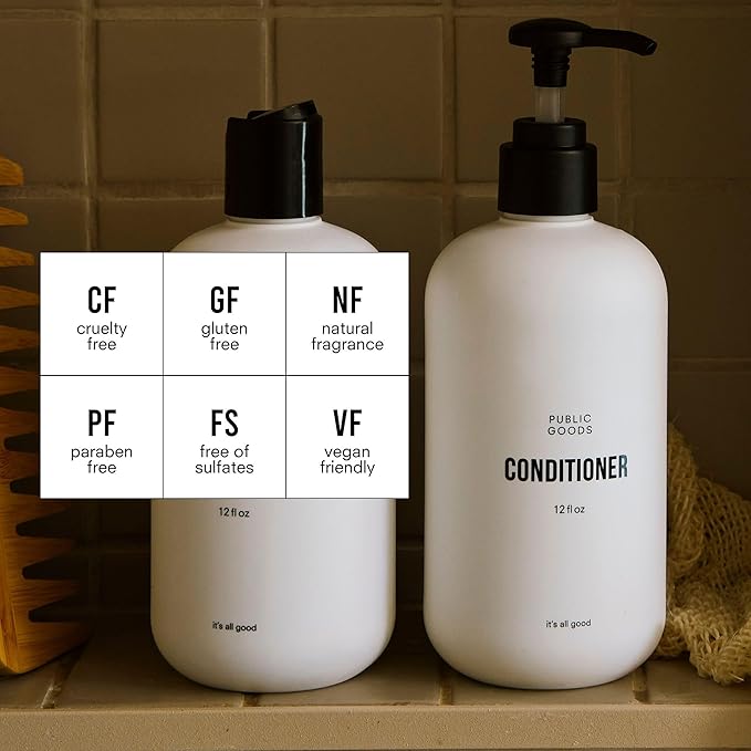 Public Goods Conditioner for Women & Men | Natural Conditioner to Protect & Moisturize Dry Hair | Made with Organic Essential Oils | Sulfate & Paraben Free | Vegan Friendly | 12 Fl Oz Bottle-Velvo Beauty