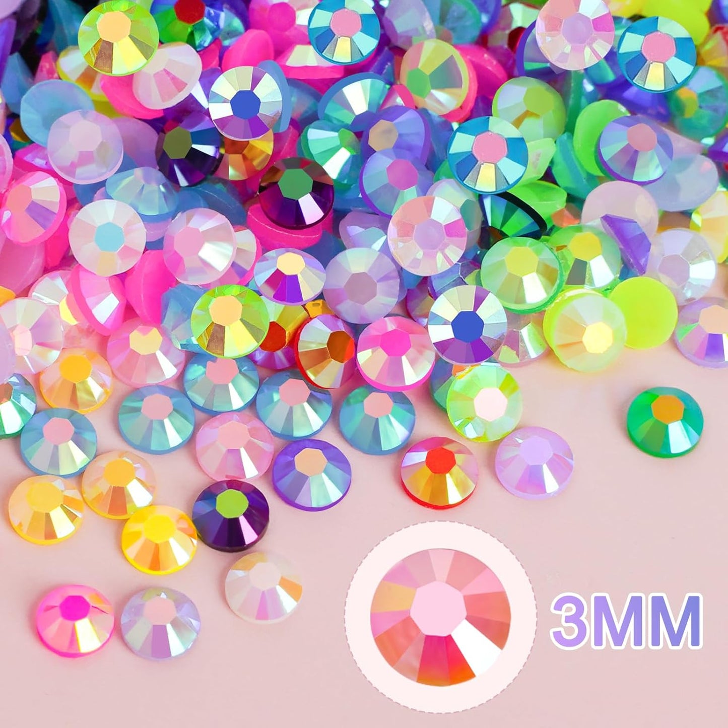 18000Pcs Resin Jelly Rhinestones for Bedazzling, Multicolor 3mm Flatback Rainbow Gems, Bedazzling Crystal with 4Pcs 2.5g Jewelry Glue, Rhinestone Picker for DIY Crafting Clothes Shoes Nail Art-Velvo Beauty