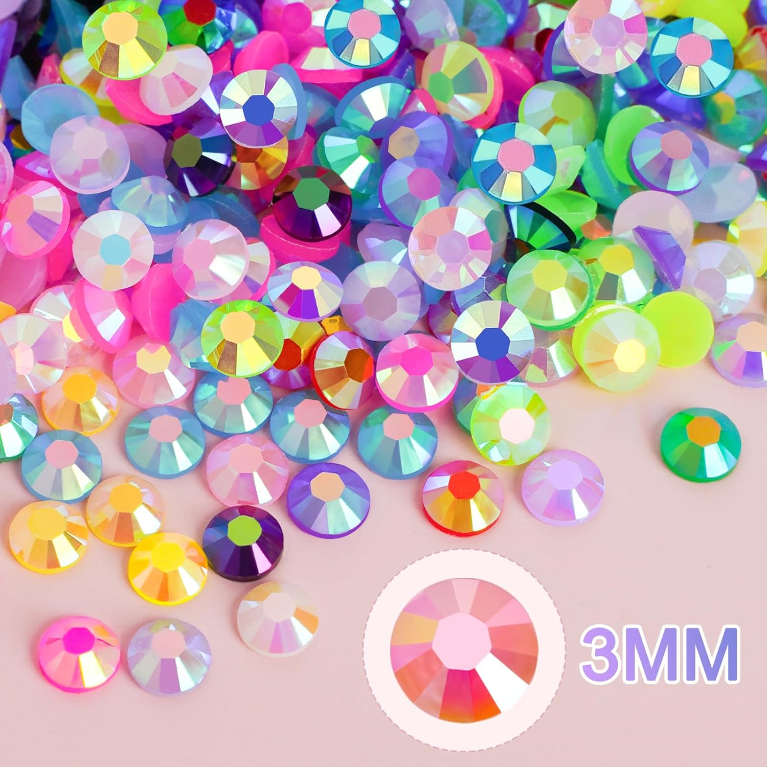 18000Pcs Resin Jelly Rhinestones for Bedazzling, Multicolor 3mm Flatback Rainbow Gems, Bedazzling Crystal with 4Pcs 2.5g Jewelry Glue, Rhinestone Picker for DIY Crafting Clothes Shoes Nail Art-Velvo Beauty