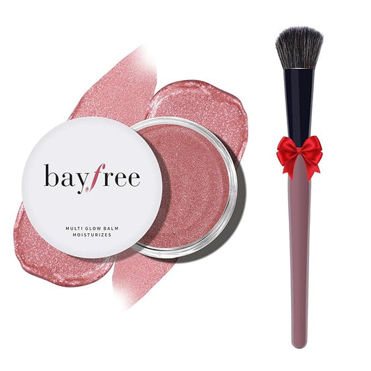 Multi Cream Blush & Blush Brush Set, Korean Makeup Blush for Cheeks, Multi-Use Face Balm, Lightweight & Hydrating, Blendable Color, Non-Greasy, Soft Bristles for Radiant Finish (Pink Sakura)-Velvo Beauty