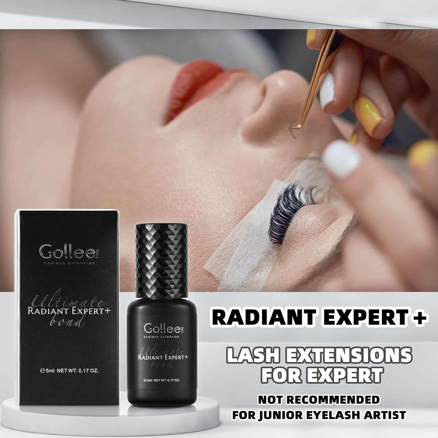 Eyelash Extension Glue - 0.5 Sec Fast Drying, 8 Week Retention (0.17fl.oz / 5ml) Waterproof Black Adhesive for Semi-Permanent Lash Extensions - Professional Use Only-Velvo Beauty