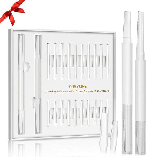 Dermaplaning Tool for Face Eyebrow Razor, Includes 2 Dual End Razors and 20 Blade Refills Exfoliating Face Razors for Women Facial Razor for Peach Fuzz and Eyebrow Starter Kit-Velvo Beauty