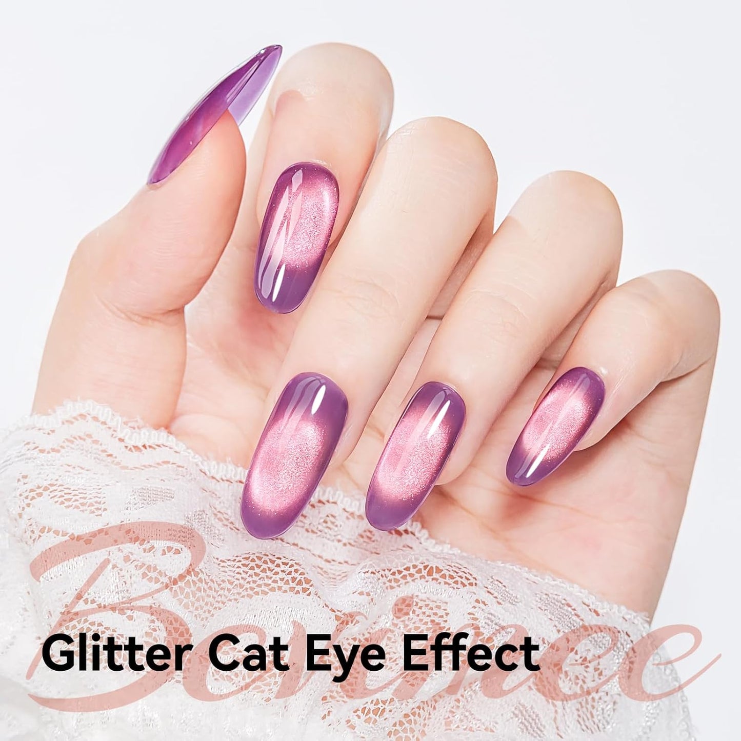 Purple Cat Eye Gel Nail Polish - Glass CatEye Polish Holographic Mooncat Gel Polish with Magnet Stick Long-Lasting UV/LED Soak Off Home DIY Manicure-Velvo Beauty