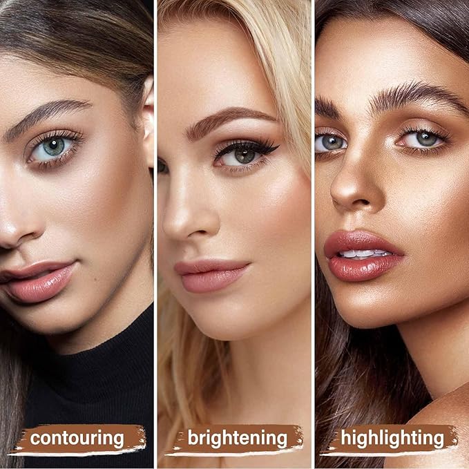 Boobeen 6 Colors Cream Contour Makeup Palette, Highlighter and Bronzer Palette Powder Kit with Mirror&Brush, Waterproof Concealer for Women-Velvo Beauty