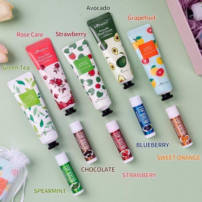 50 Set Bridal Shower Favors for Guests,Hand Cream Bulk and Lip Balm Bulk for Bridal Wedding or Baby Shower Party Gifts for Adults with Organza Bag Thank You Card-Velvo Beauty
