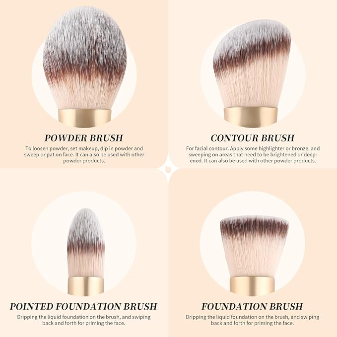 DUcare Makeup Brushes Duo End Foundation Contour Powder and Buffer Brush Bronzer Double Makeup Brush Set 2Pcs white-Velvo Beauty
