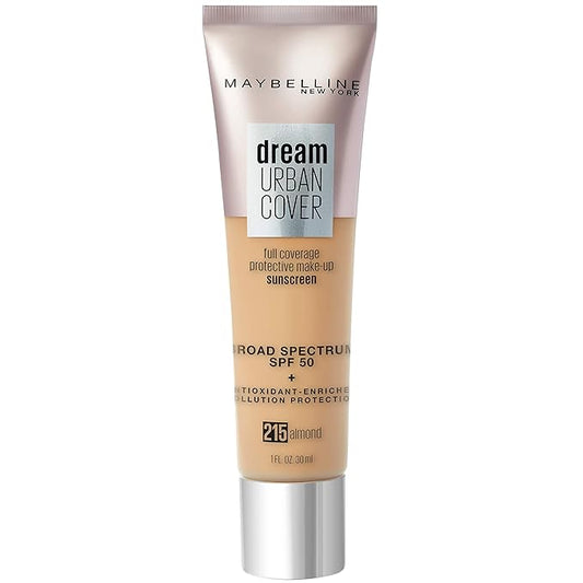 Maybelline Dream Urban Cover Flawless Coverage Foundation Makeup, SPF 50, Almond-Velvo Beauty